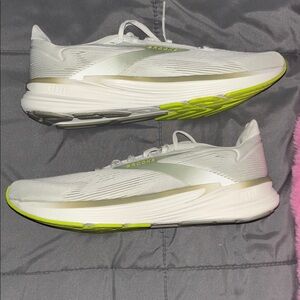 Brooks White and Lime Athletic Shoes